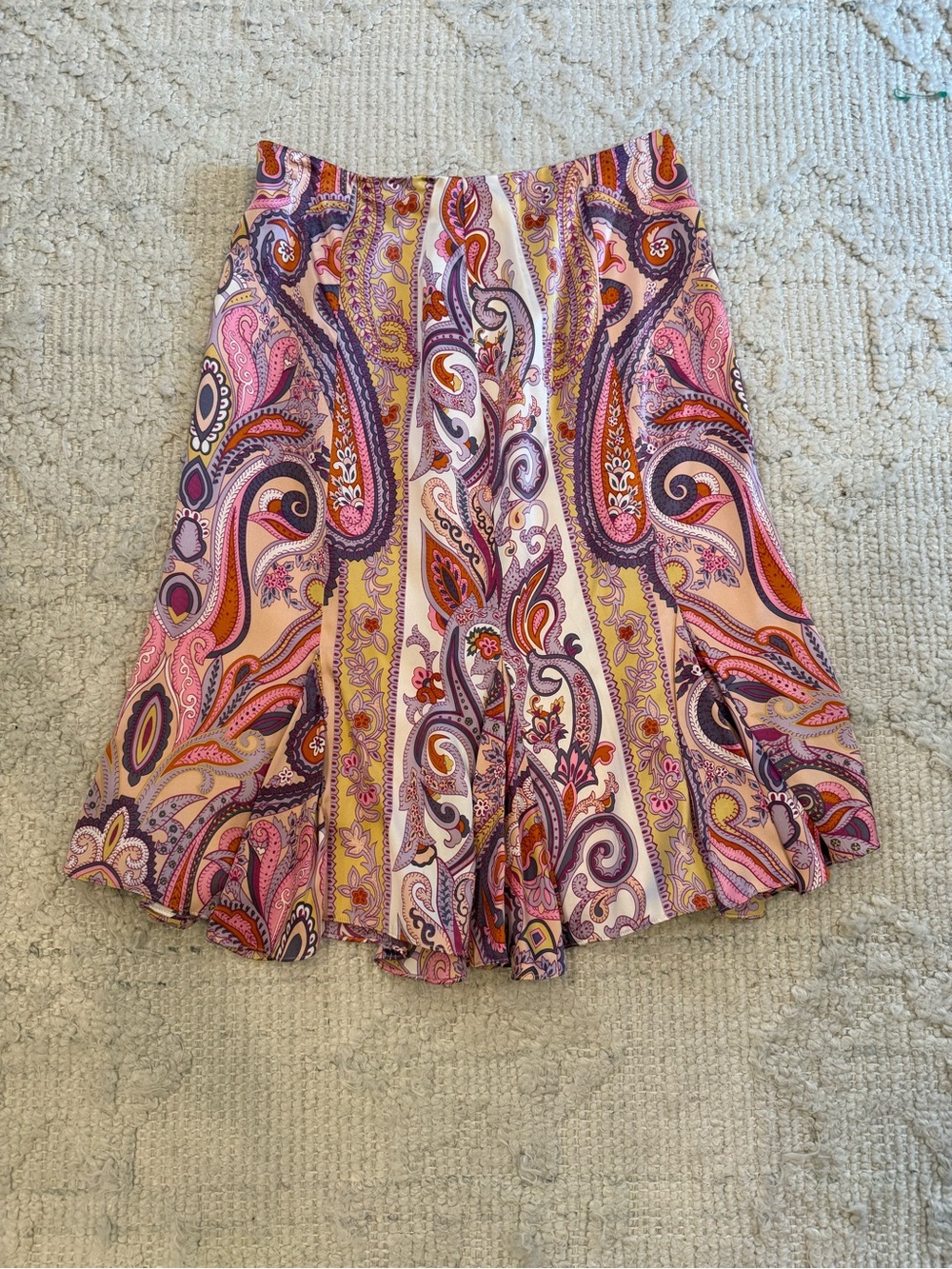 INC International Concepts Silk Paisley A-Line Skirt, Size 6